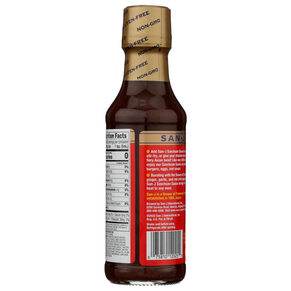 SAN J: Sauce Szechuan Hot and Spicy Gluten Free, 10 oz