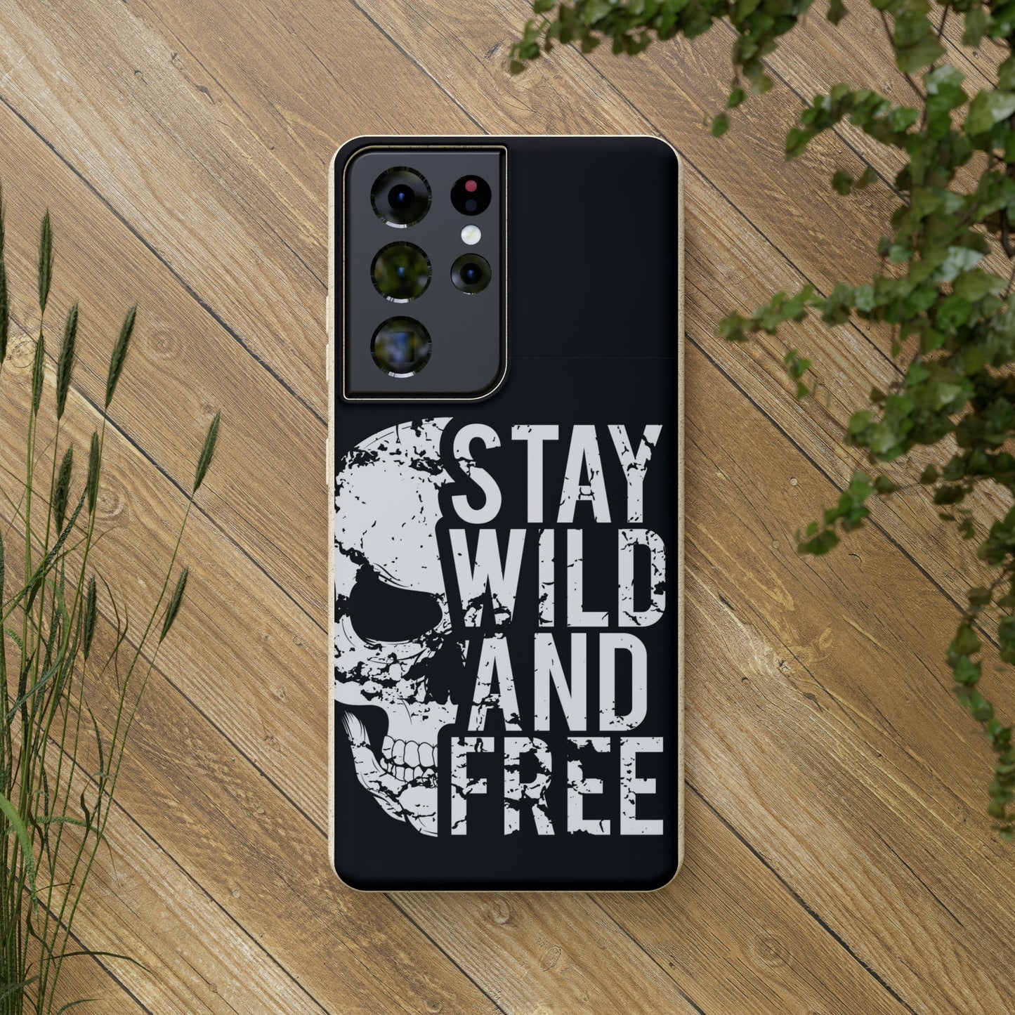 Stay Wild And Free Skull Biodegradable Cases