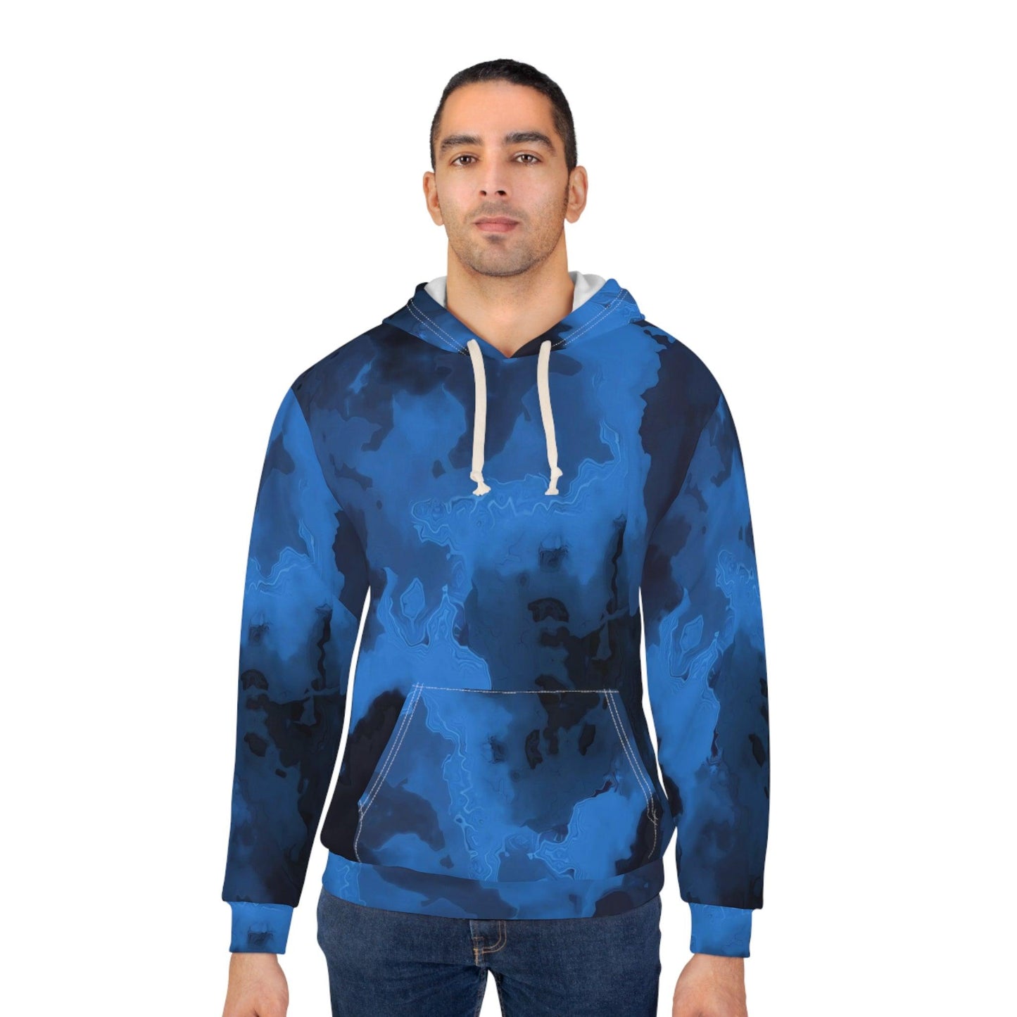 Blue On Black Rock Design Unisex Pullover Hoodie