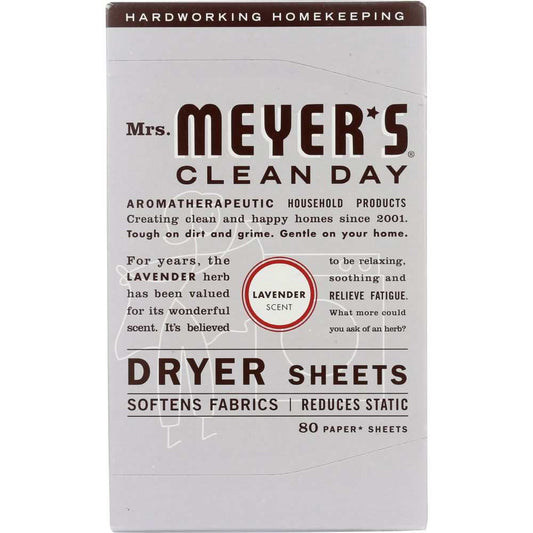 Mrs. Meyer’s Clean Day Lavender Dryer Sheets -  80 pcs | Eco-Friendly