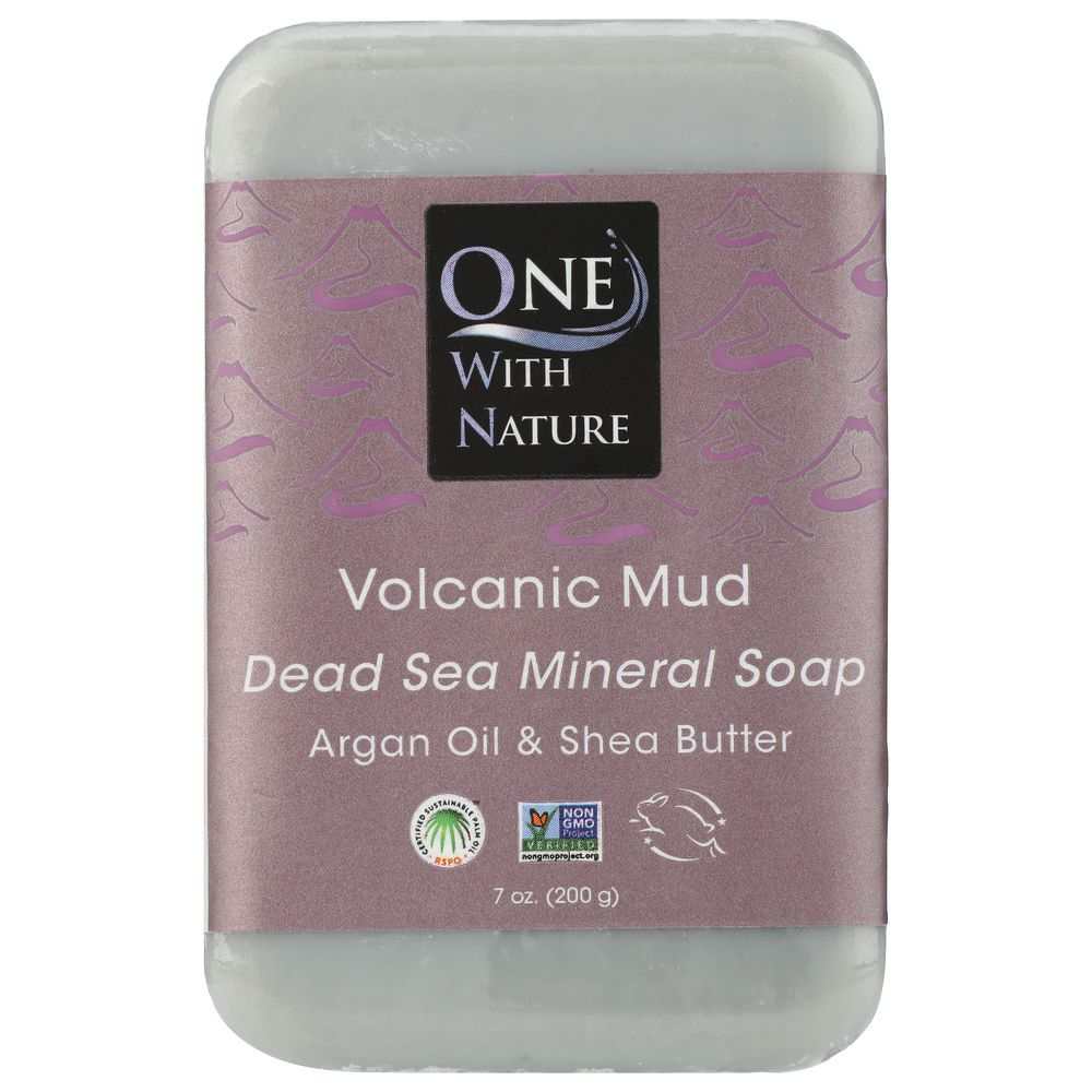 ONE WITH NATURE: Volcanic Mud Triple Milled Mineral Bar Soap Argan Oil & Shea Butter, 7 oz