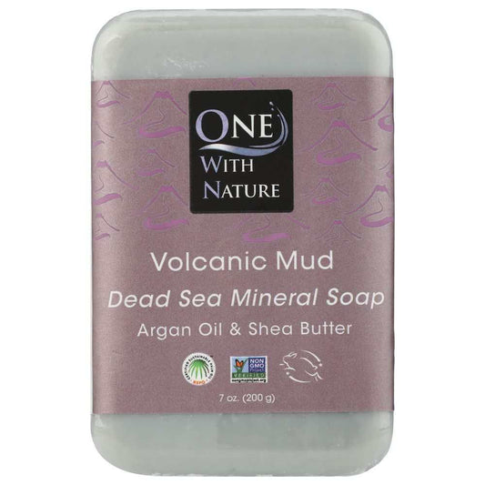 ONE WITH NATURE: Volcanic Mud Triple Milled Mineral Bar Soap Argan Oil & Shea Butter, 7 oz