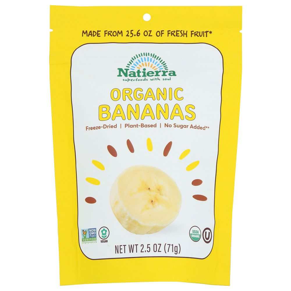 NATIERRA Organic Freeze Dried Banana-Crunchy|Nutrient-Rich Snack 2.5oz