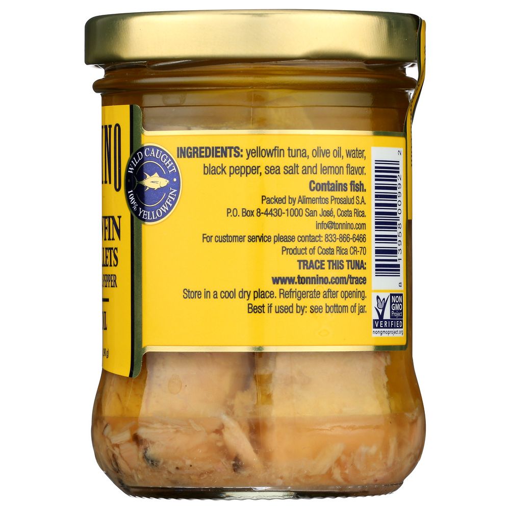 TONNINO: Tuna Fillets with Lemon & Peppers in Olive Oil, 6.7 oz