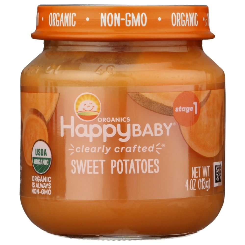 HAPPY BABY: Stage 1 Sweet Potatoes Baby Food in Jar, 4 oz