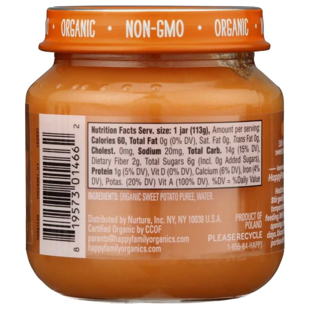 HAPPY BABY: Stage 1 Sweet Potatoes Baby Food in Jar, 4 oz