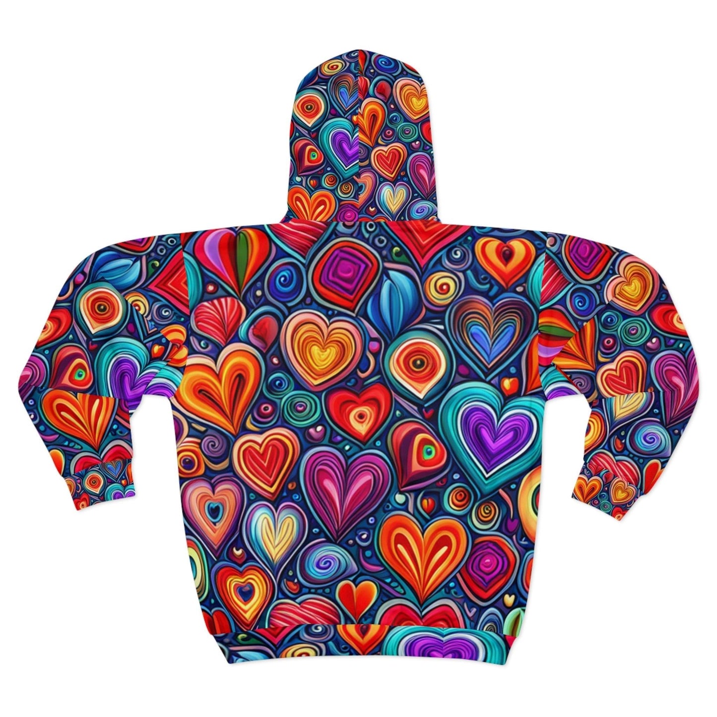Much Love Unisex Zip Hearts Hoodie