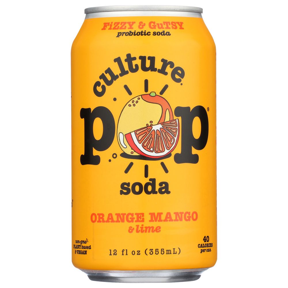 CULTURE POP: Orange Mango Chili & Lime Probiotic Soda, 12 fo
