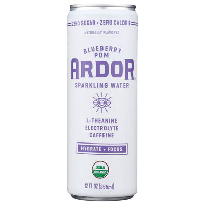 ARDOR ORGANIC INC: Blueberry Pom Sparkling Water, 12 fo