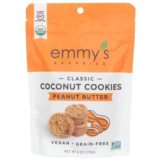 EMMYS ORGANICS Coconut Cookies | Real Peanut Butter - Soft & Chewy,6oz