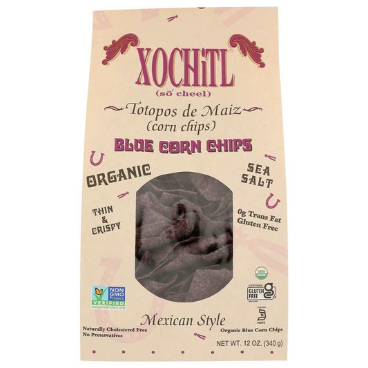 Mexican Style Blue Corn Chips -XOCHITL Organic 12oz |Crispy Oven-Baked