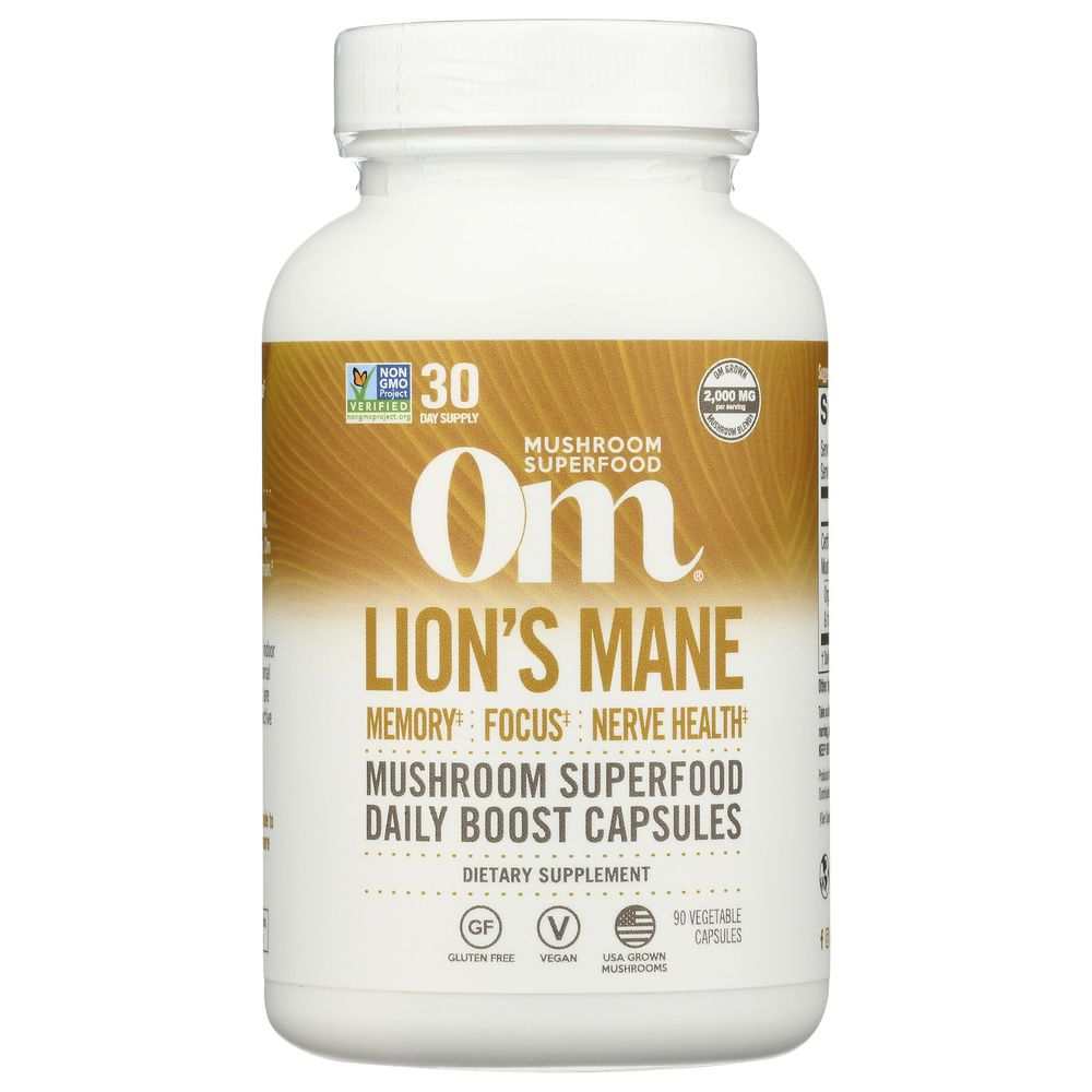 OM MUSHROOM SUPERFOOD: Lion's Mane for Brain Support & Focus, 90 caps