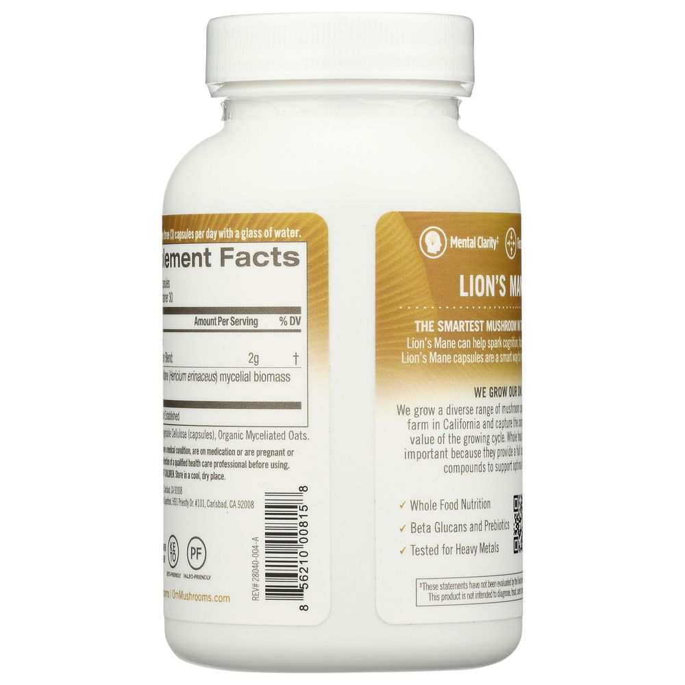 OM MUSHROOM SUPERFOOD: Lion's Mane for Brain Support & Focus, 90 caps