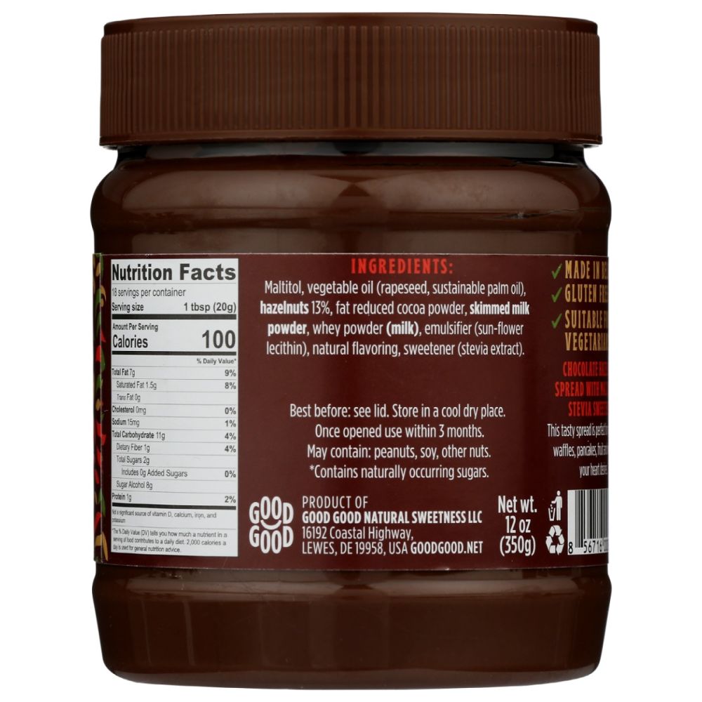GOOD GOOD: Choco Hazel With Stevia Spread, 12 oz