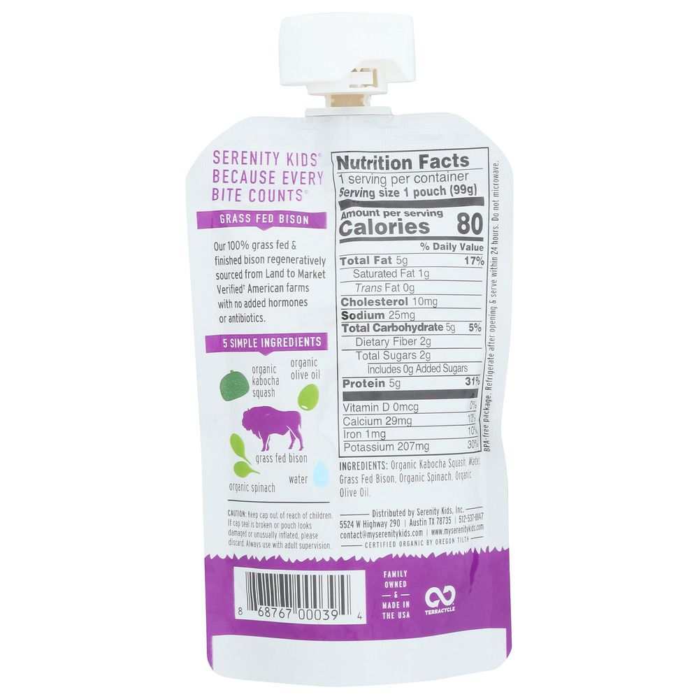 SERENITY KIDS: Toddler Bison Kabocha Squash Pumpkin, 3.5 oz
