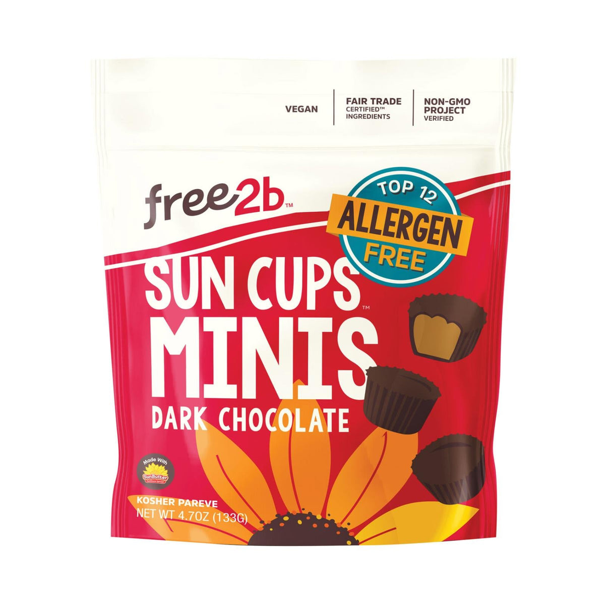 Free 2 B Dark Chocolate Sun Cups Mini - 6 Pack
