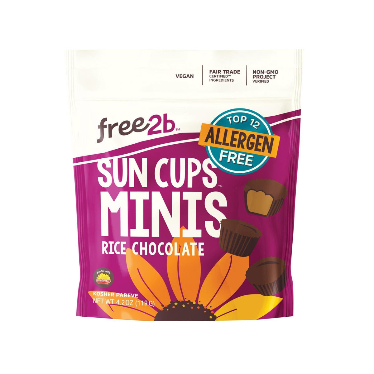 Free 2 B Sun Cups Minis - Chocolate - 6-Pack, 4.2 oz