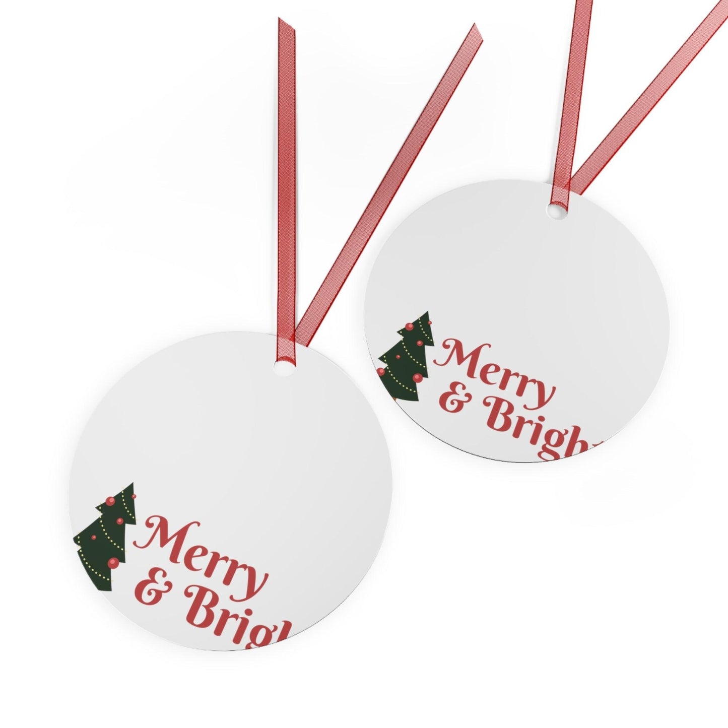 Merry & Bright Christmas Tree Metal Ornaments