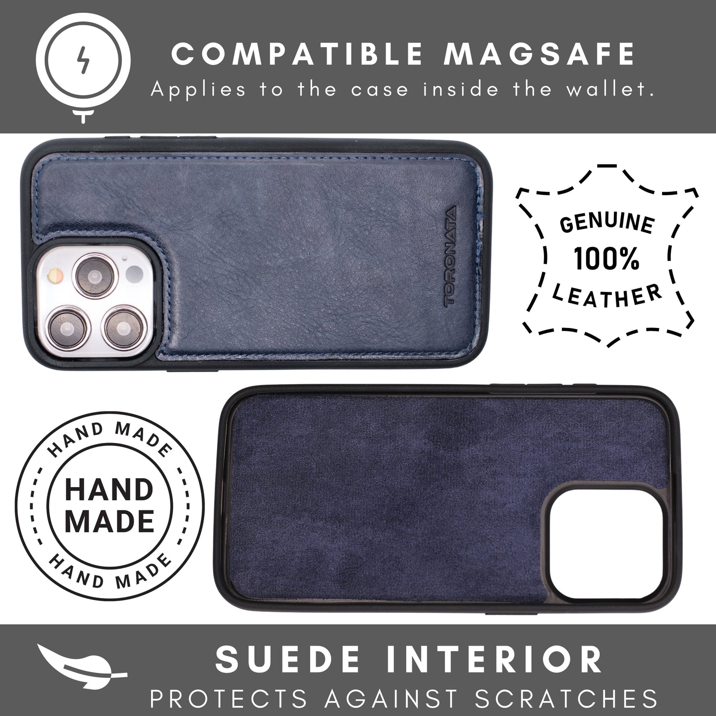 Vegas Premium Leather iPhone 15 Plus Wallet Case with MagSafe | Detachable RFID Blocking Luxury Wallet