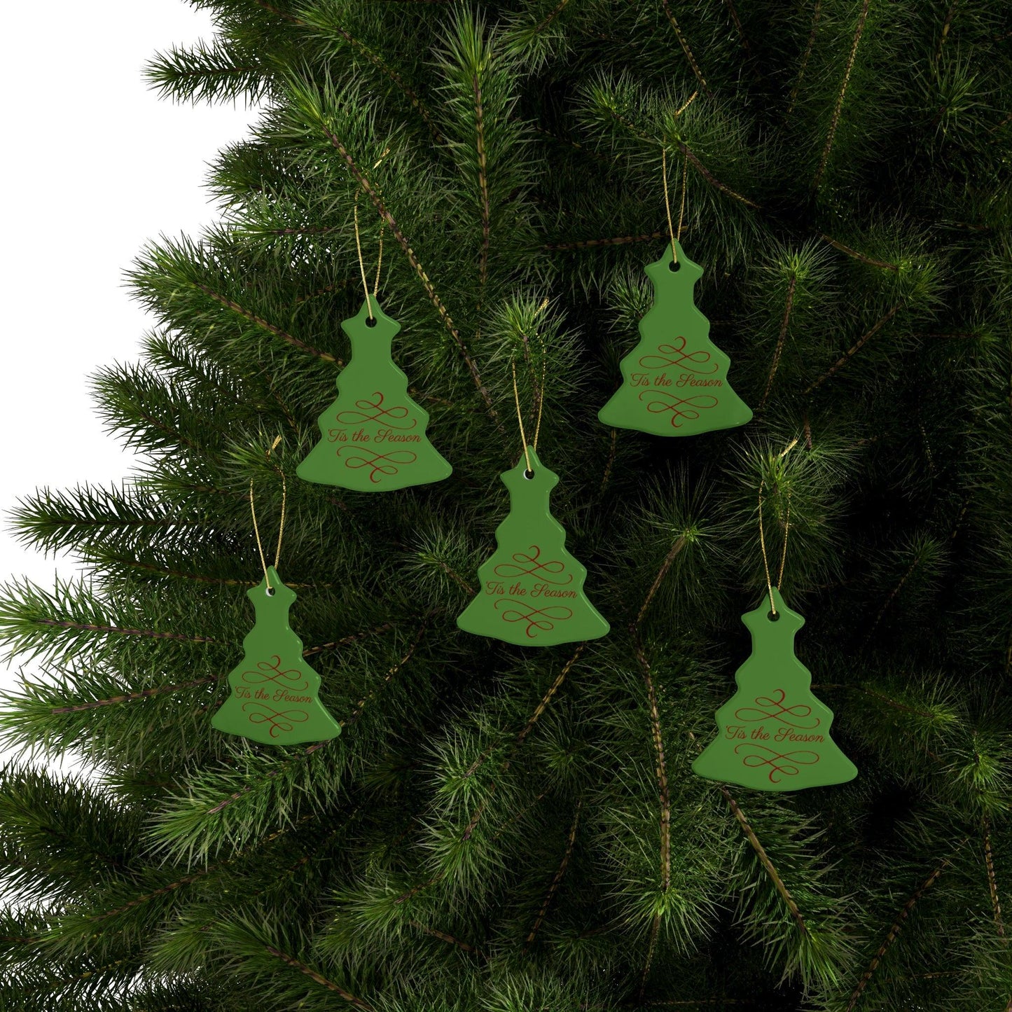 Tis The Season Christmas Tree Ceramic Ornaments (1pcs, 5pcs, 10pcs, 20pcs)