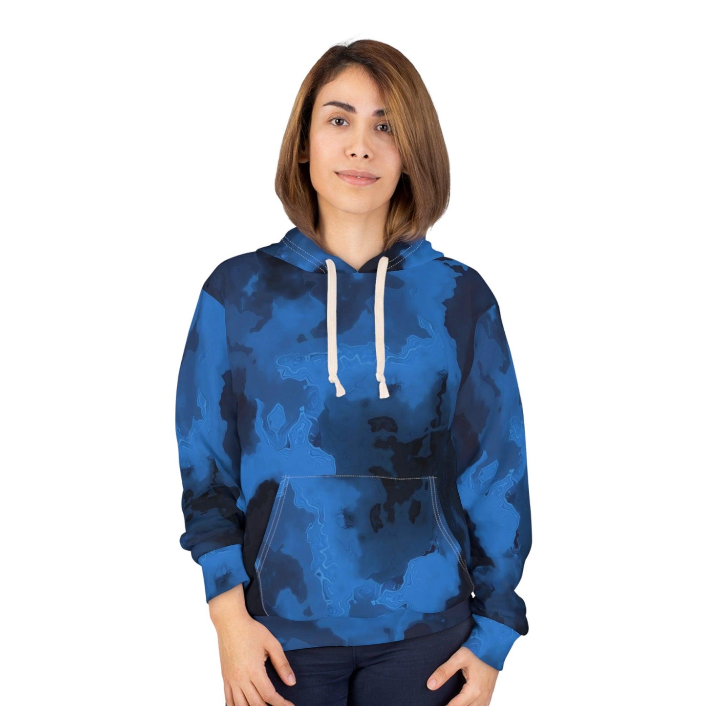 Blue On Black Rock Design Unisex Pullover Hoodie