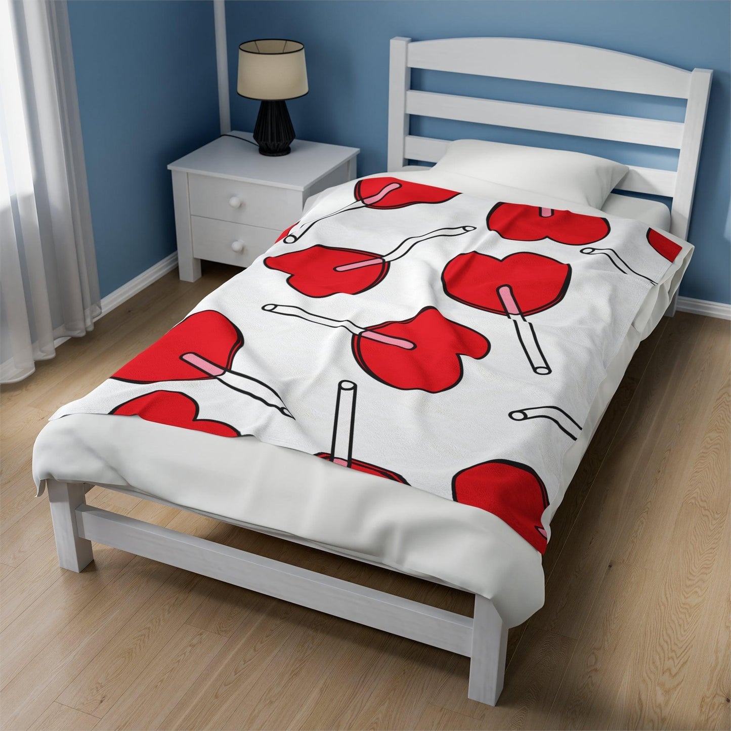 Valentine's Day Heart Lollipop Velveteen Plush Blanket