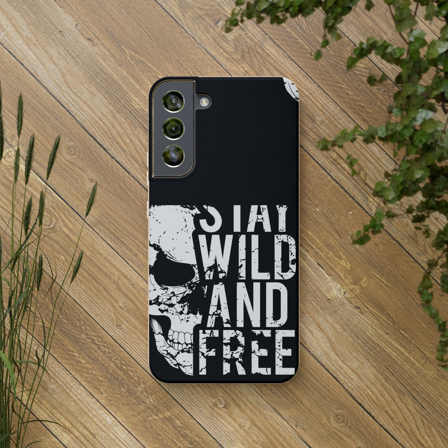 Stay Wild And Free Skull Biodegradable Cases