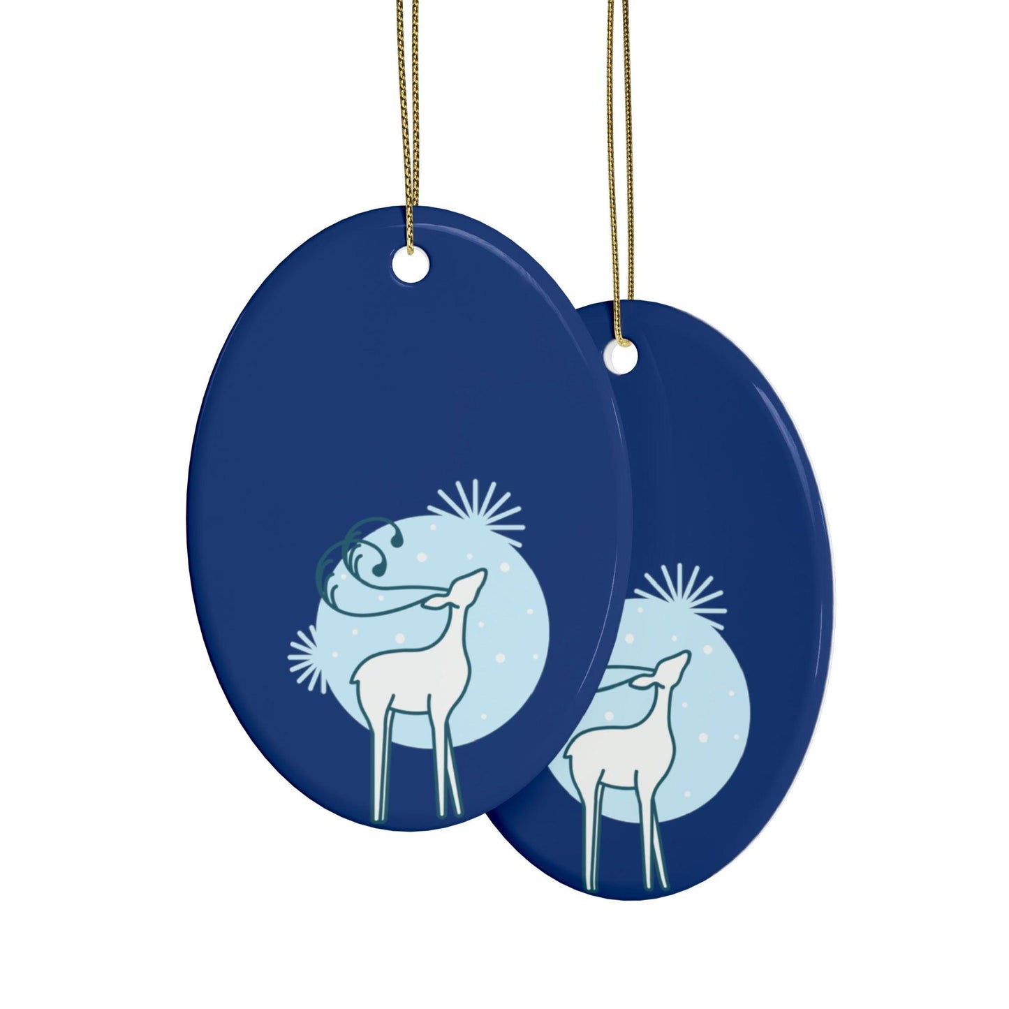 Blue Christmas Tree Reindeer Ceramic Ornaments (1pcs, 5pcs, 10pcs, 20pcs)