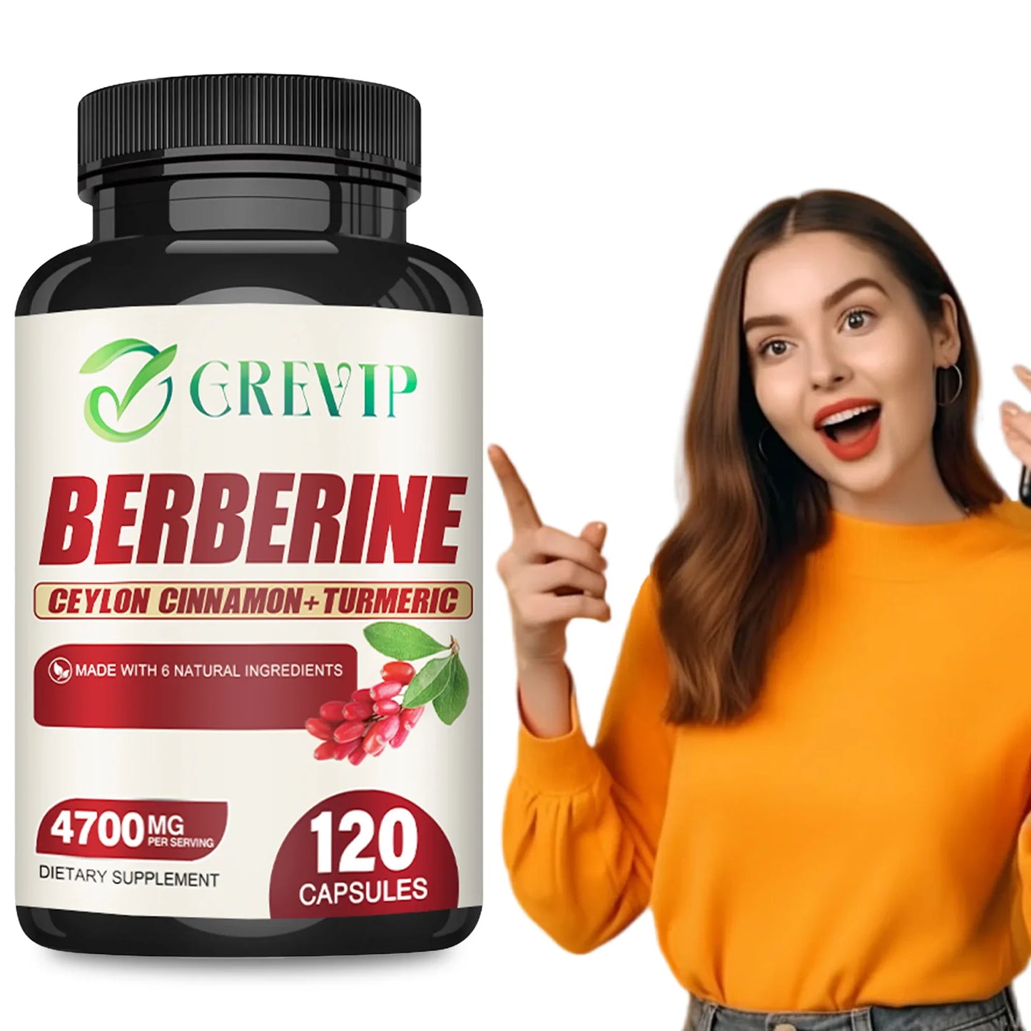 Berberine Power+ Formula — 4700mg Advanced Heart, Metabolism, and Immune Support — 120 Capsules | Turbocharged with Ceylon Cinnamon, Turmeric & Milk Thistle