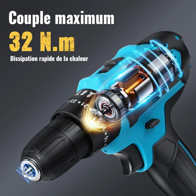 Deadbolt Drive 28V Cordless Drill Kit – Dual Battery Power Tool Set with 24 Bits, 1350RPM for DIY Rebels