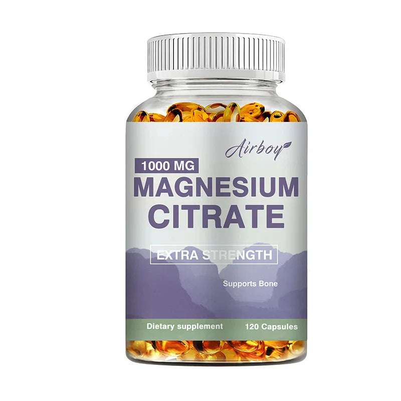 Magnesium Citrate 1000mg - 120 Capsules for Muscle, Nerve, Bone & Heart Support – Highly Absorbable, Premium Dietary Supplement