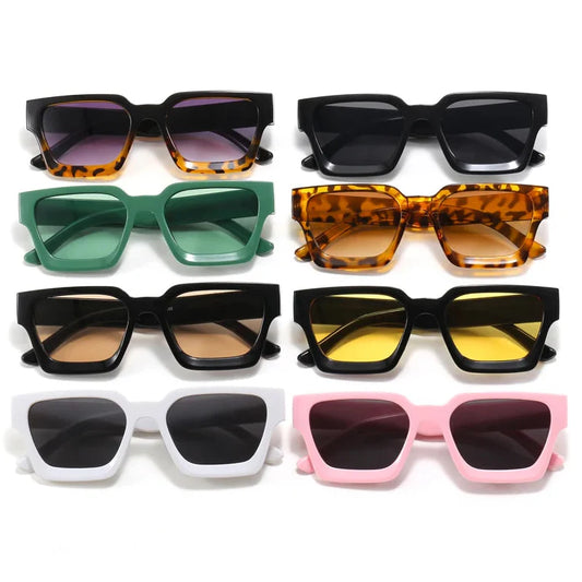 Ah-Mee Oversized Retro Rectangle UV400 Sunglasses – Gradient Square Polycarbonate Eyewear for Women & Men, Vintage Street Style Shades