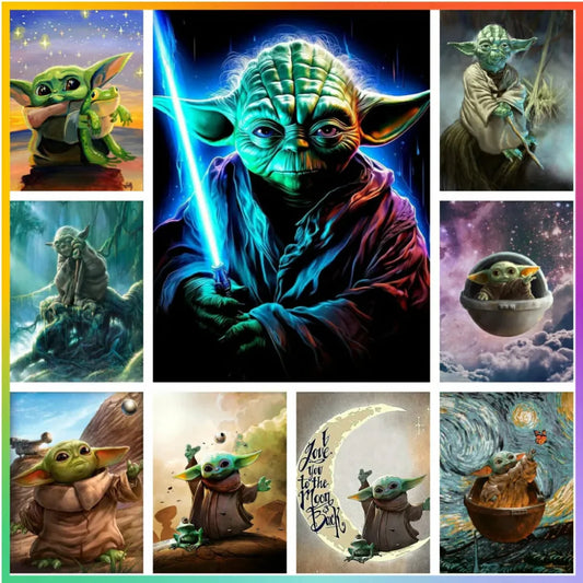 Baby Yoda Star Wars 5D Diamond Painting Cross Stitch Set – Ultimate DIY Sparkle Mosaic Art for Epic Home Decor & Gift