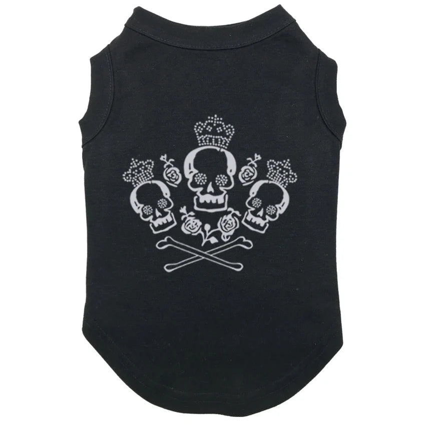Rose Reaper Pup Tank – Skull Print Dog T-Shirt For Tiny Hellraisers (All Seasons)