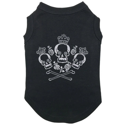Rose Reaper Pup Tank – Skull Print Dog T-Shirt For Tiny Hellraisers (All Seasons)