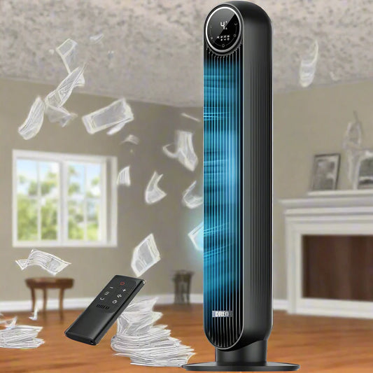 Dreo Tower Fan for Bedroom, 25ft/s Velocity 28dB Quiet Floor Fan, 90° Oscillating Fans for Indoors with 4 Speeds, 4 Modes