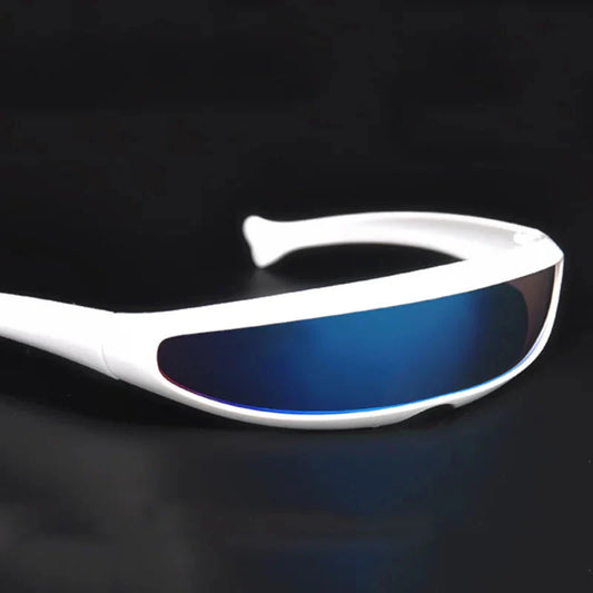 CYBERPUNK VIGILANTE: Futuristic Cyclops Laser Visor Shades – UV400, Mirrored, Sci-Fi Streetwear Eyewear