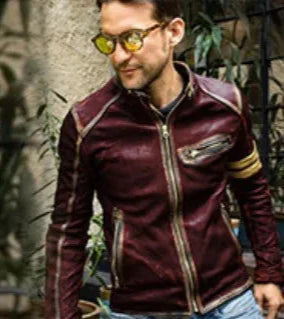 “FULL THROTTLE FANG” Cafe Racer Jacket — Men’s Slim Vintage PU Leather Motorcycle Coat for Biker Legends, Aviator Rebels & Cold-Blooded Riders