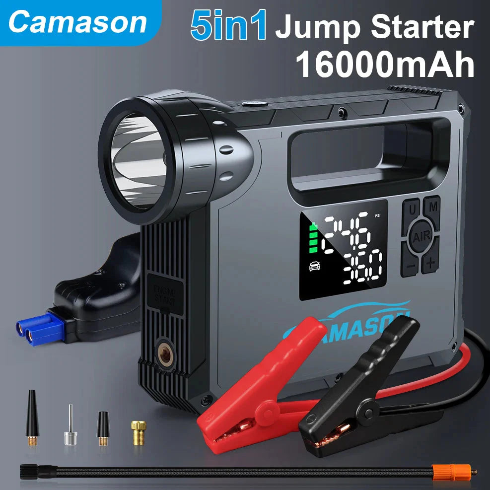 Road Riot X7 – 5-In-1 Car Jump Starter With Air Compressor, Flashlight & Power Bank