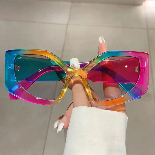Cataclysm Cat Eye Shades A10306 – Oversized Gradient UV400 Sunglasses for Women & Men | Retro Punk Rainbow Party Shield Frames
