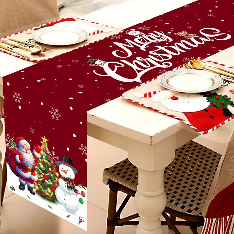FestiveFeast Christmas Table Runner – Merry Christmas Home Decoration 2025–2026, Holiday Dining Table Decor & New Year Ornament 🎄✨