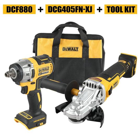 DEWALT DCF880/DCG405FN ProX Combo Kit – Cordless Impact Wrench, Angle Grinder & Drill Set with DWBAG | Brushless Power for Precision Trades