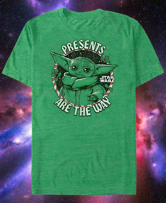 “Baby Bounty: Men’s Mandalorian Force-Fit Tee – Fifth Sun Official” Because even the cutest Jedi can leave a trail of chaos.