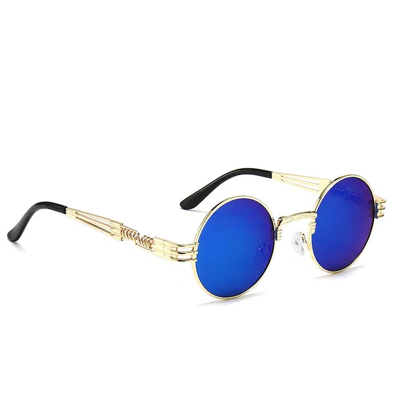 Crimson Gearpunk Shades – Gothic Red Round UV400 Sunglasses for the Brave