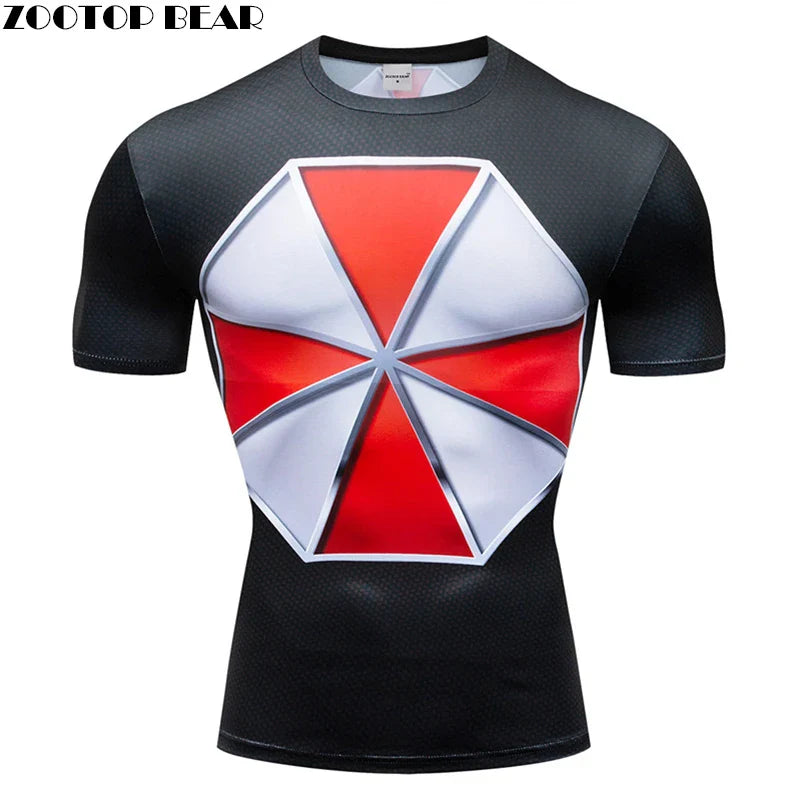 3D Printed Superhero Compression T-Shirt for Men, Comic Cosplay & Sports Quick-Dry Fitness Top, Summer Short Sleeve (S-3XL)