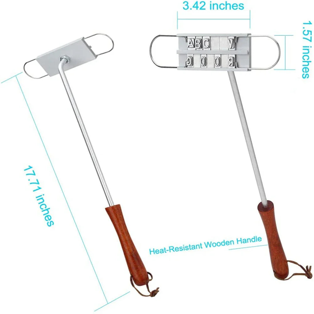 C3 Heavy-Duty BBQ Branding Iron with 55 Customizable Letters – Pro-Grade Meat Marking Tool for Steaks, Grilling, & Outdoor Events (Aluminum Alloy, Heat-Resistant, No Coating)