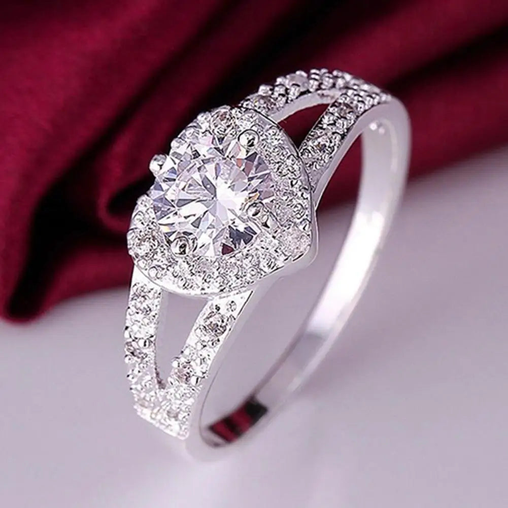 Heart Spark: 925 Sterling Silver Crystal Ring – Romantic Wedding & Engagement Jewelry for Women