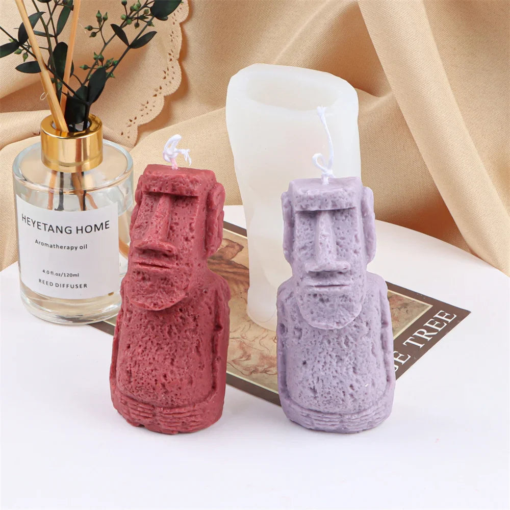 Big Nose Moai Statue Silicone Mold – Epic Easter Island Sculpture Craft, Custom Candle Making & Resin Artwork