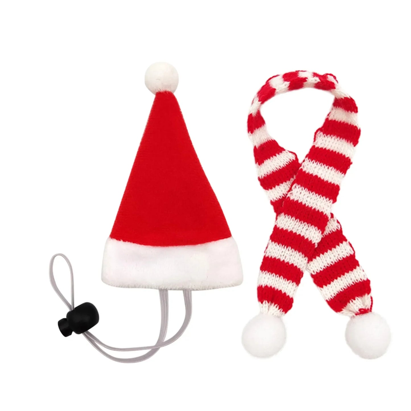Cute Christmas Hat & Scarf Set for Pets - Perfect for Lizards, Chickens, and Guinea Pigs