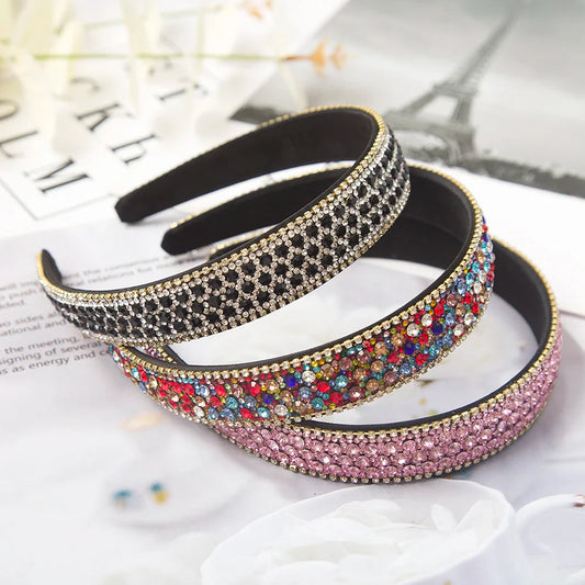 Baroque Crystal Headband with Rhinestones – Luxurious Fashion Hair Hoop for Women, Bezel-Style Hairband, Elegant Headdress Accessory